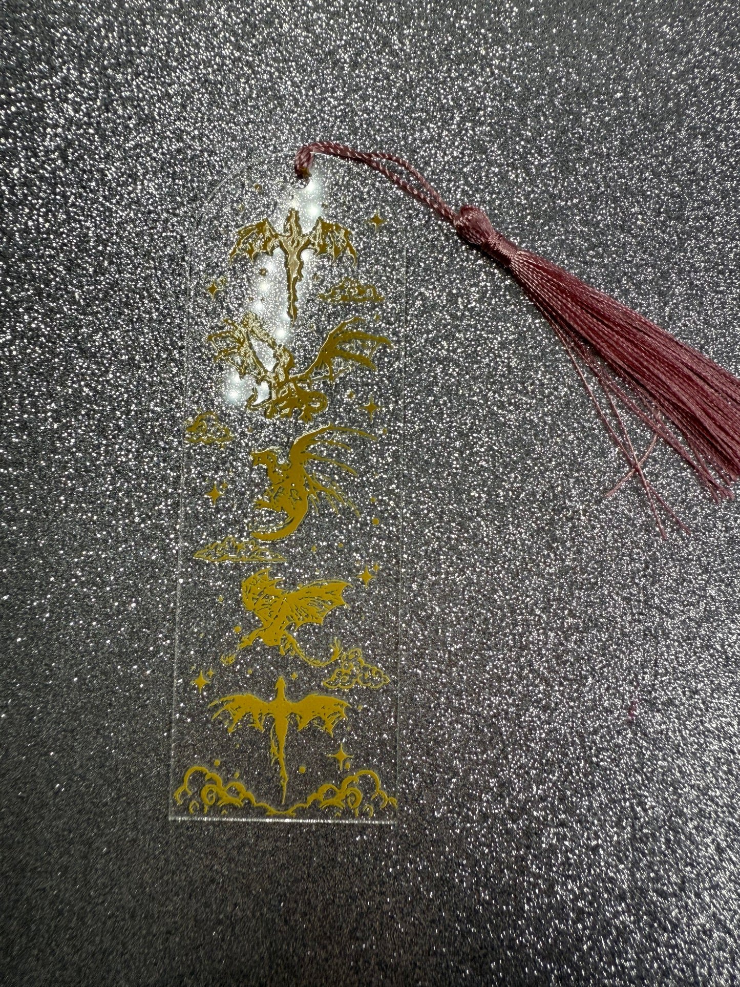Fourth Wing inspired Bookmark - golden dragons