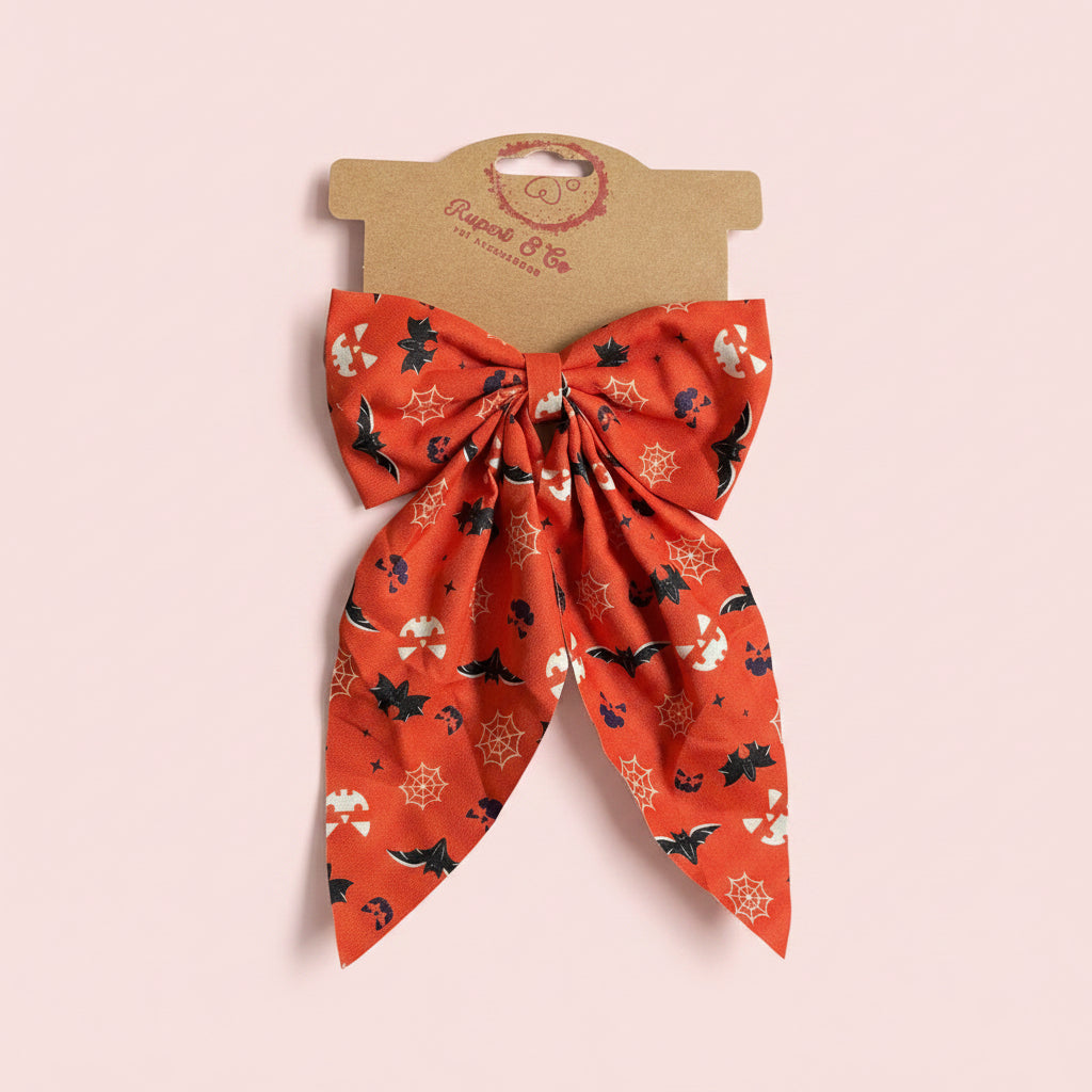 Spooky Halloween Dog Collar bow | Limited Edition Fabric Pet Accessory | Handmade Collar Decoration for Dogs