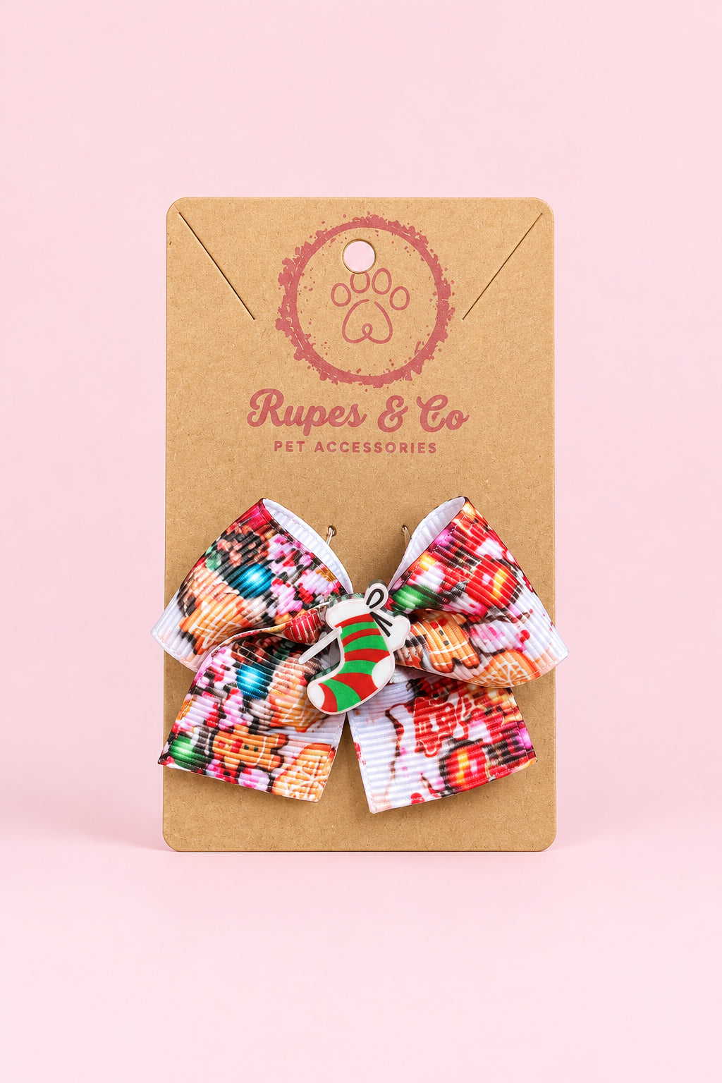 Christmas Dog Hair Bow – Small Elastic Collar & Hair Accessory