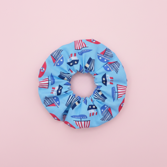 Blue Sailboat scrunchie UK