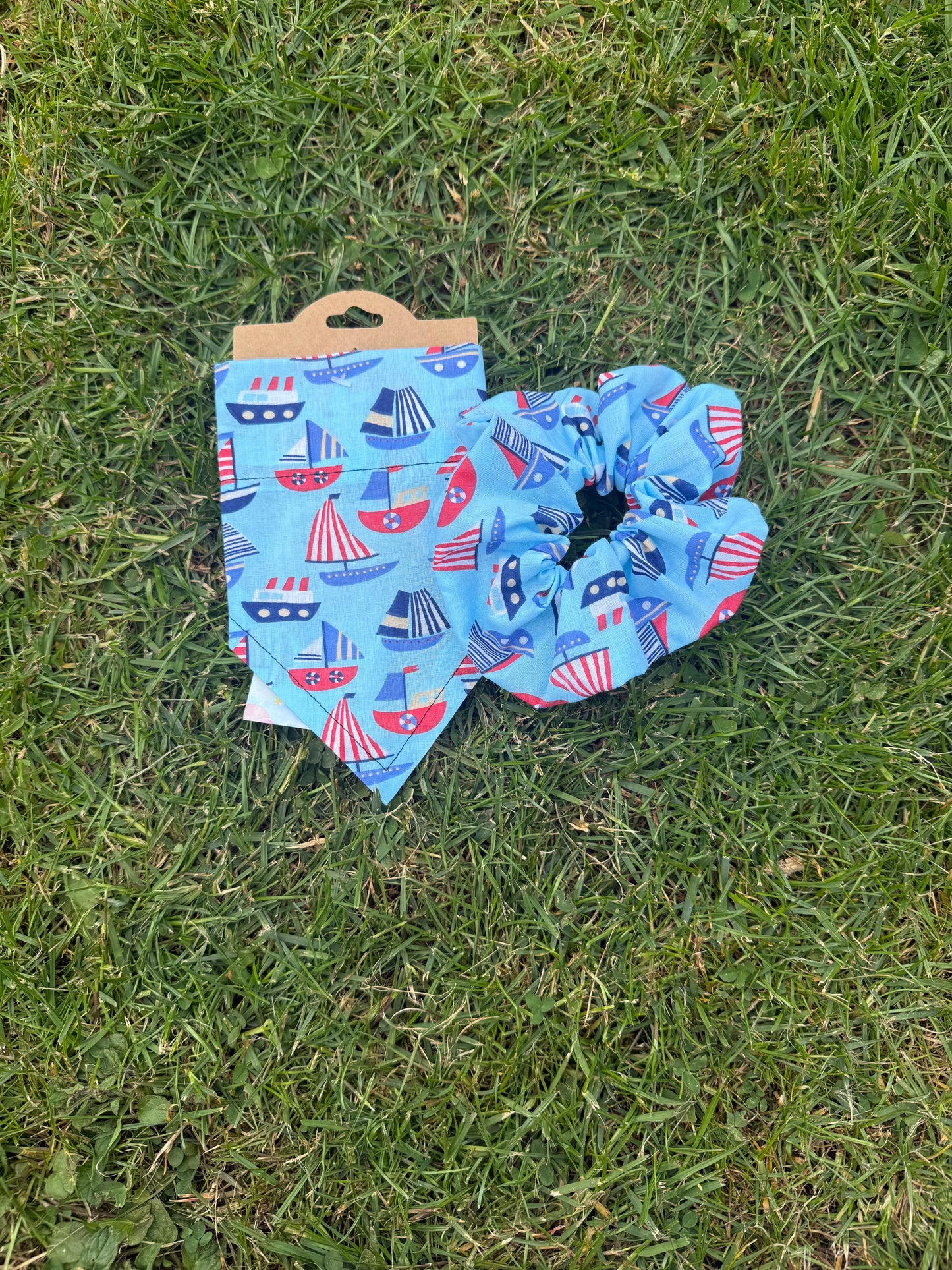 Blue Sailboat scrunchie UK