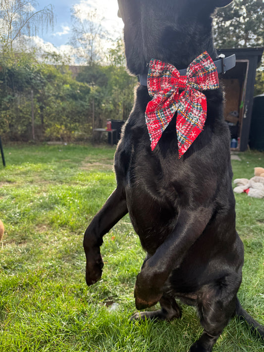 Large Christmas Dog Bow Tie | Festive Collar & Harness Bow | Christmas Dog Accessory | 5 Christmas Designs | Large Dog Bow | Slip On Bow