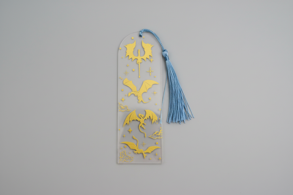 Gold Dragon Fourth Wing Bookmark - 4 Dragons