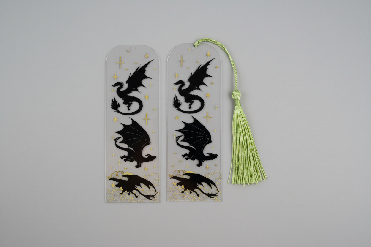 Black Dragon Fourth Wing Bookmark - 3 Dragons