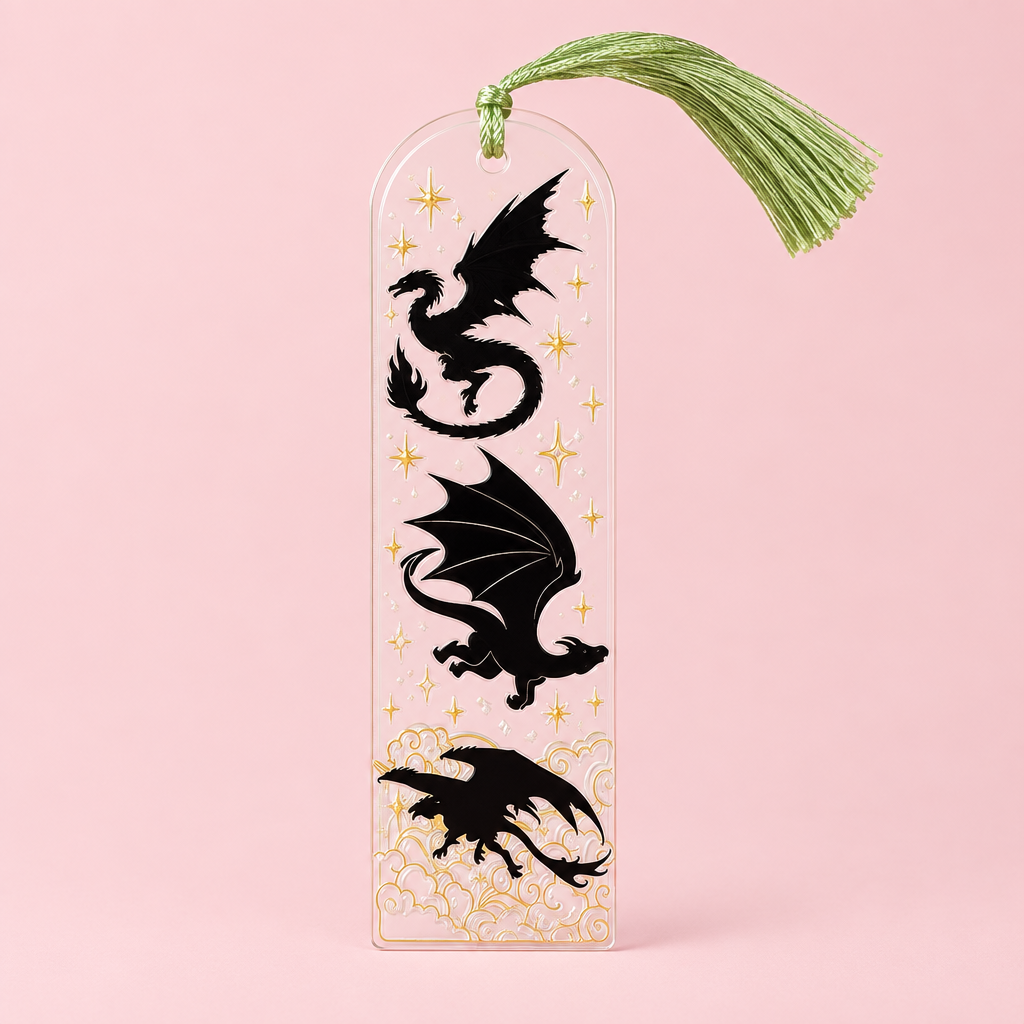 Black Dragon Fourth Wing Bookmark - 3 Dragons