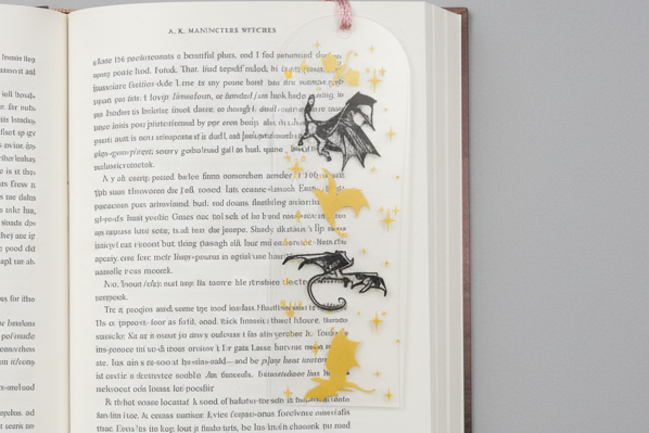 Gold and Black Dragon Fourth Wing Bookmark - 5 Dragons