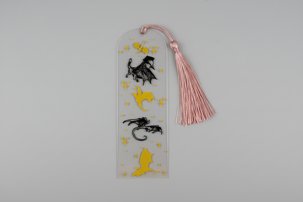 Gold and Black Dragon Fourth Wing Bookmark - 5 Dragons