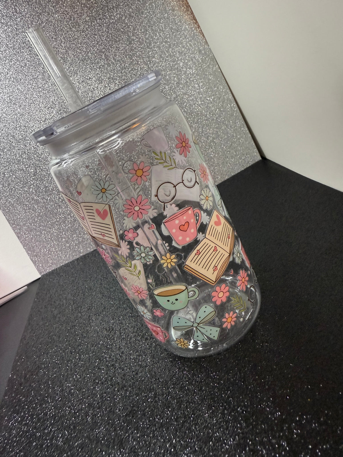 Books and Coffee Iced coffee cup