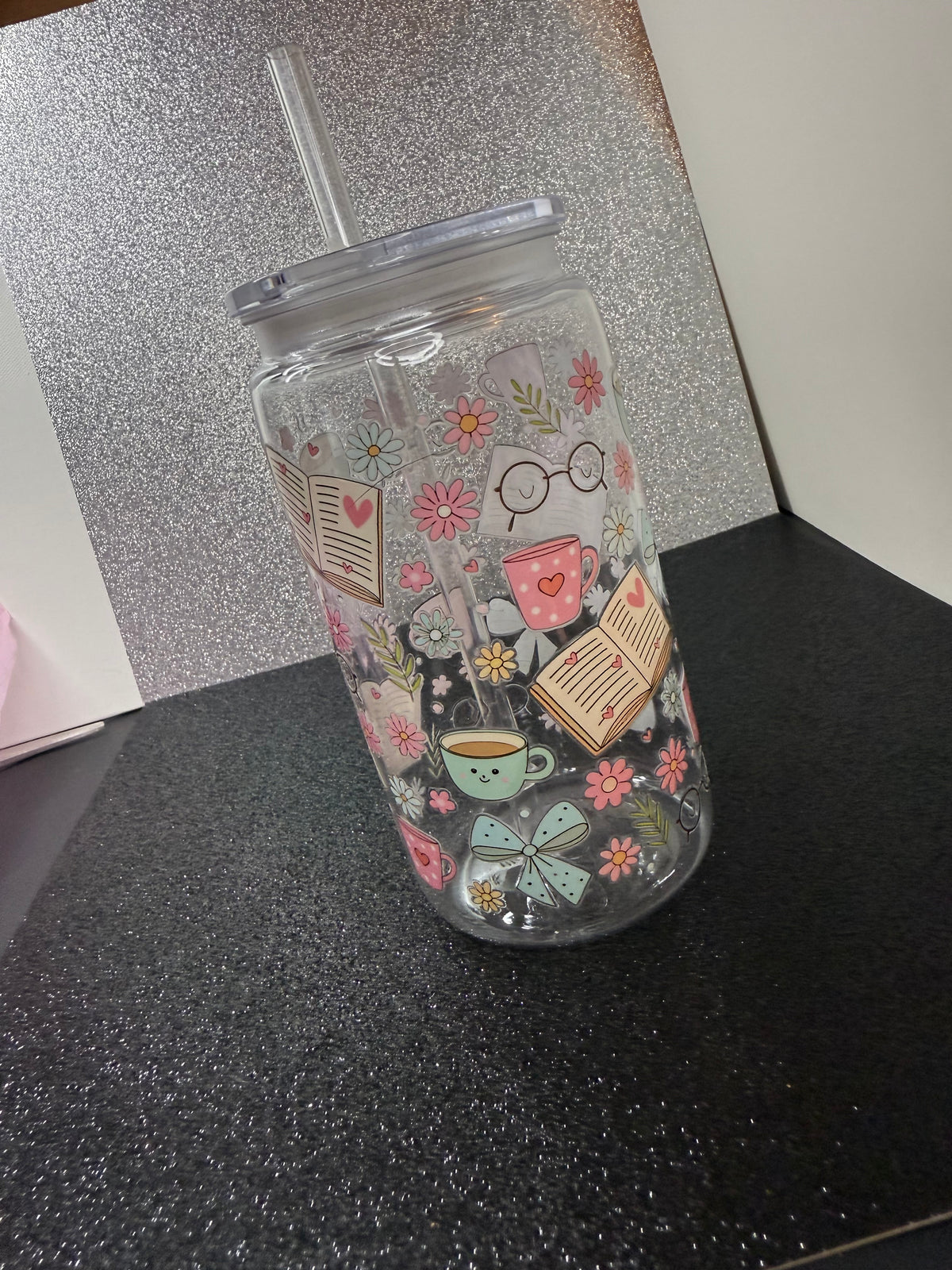 Books and Coffee Iced coffee cup
