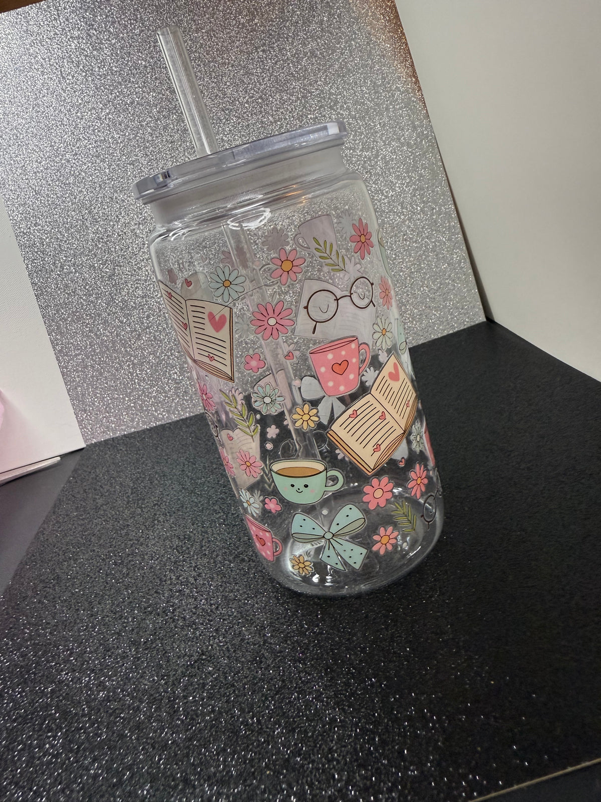 Books and Coffee Iced coffee cup