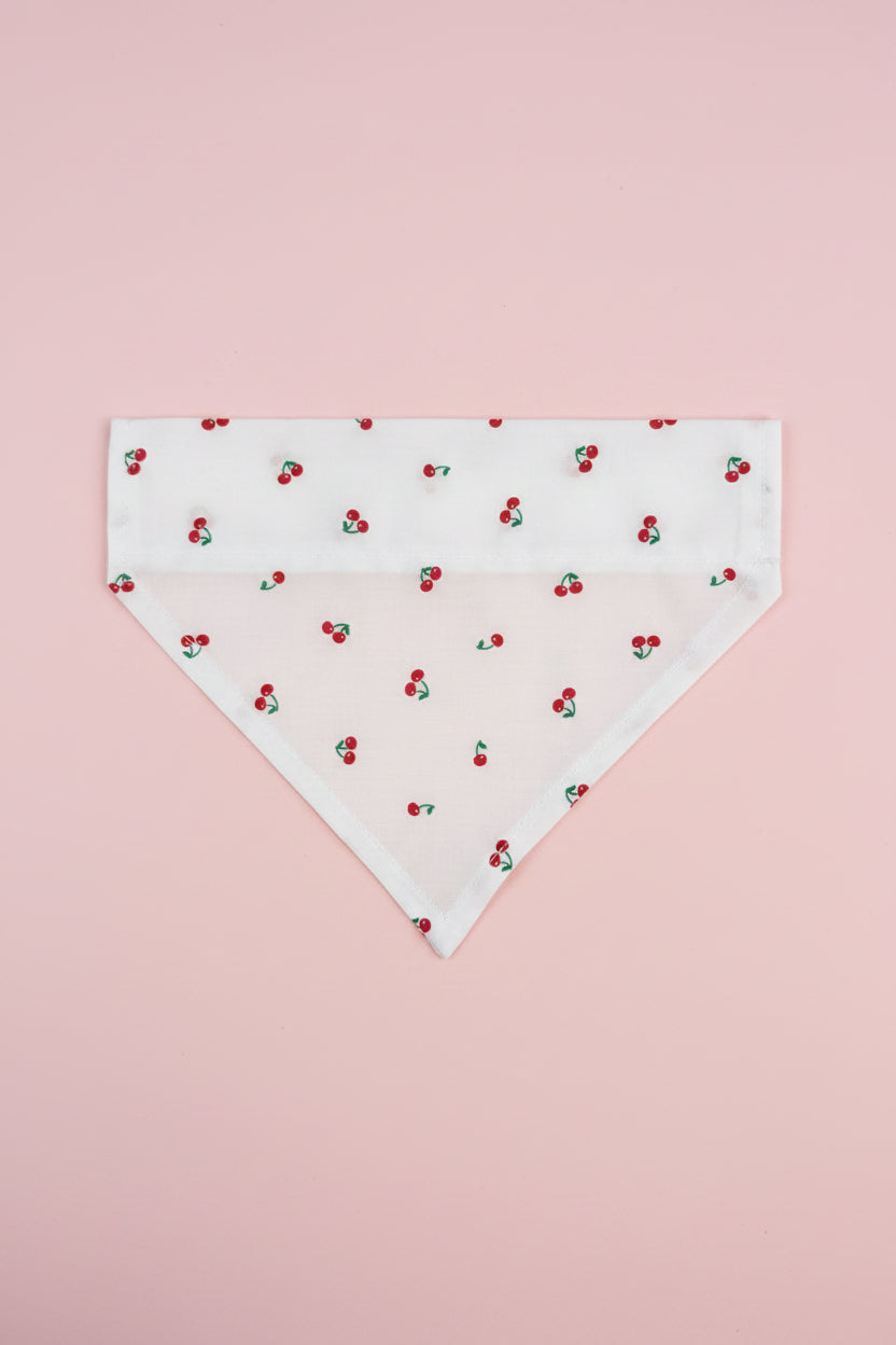 White Cherry Print Dog Bandana