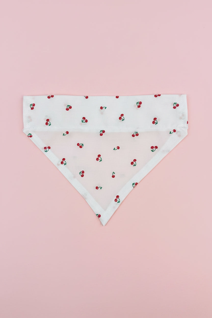 White Cherry Print Dog Bandana