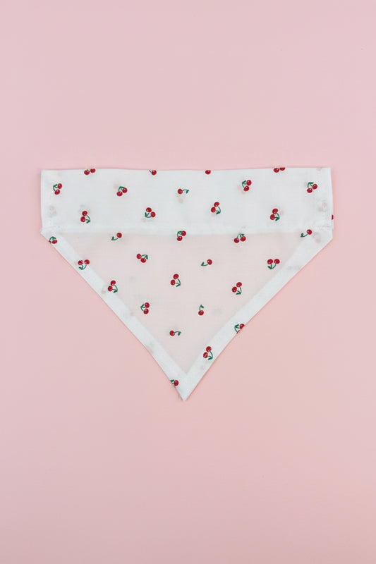 White Cherry Print Dog Bandana