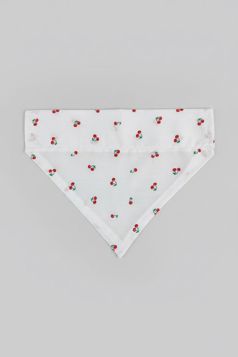 White Cherry Print Dog Bandana