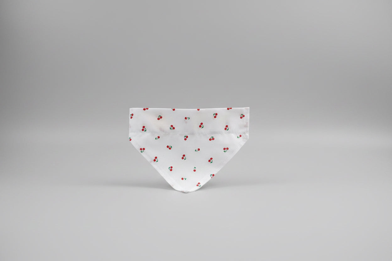 White Cherry Print Dog Bandana