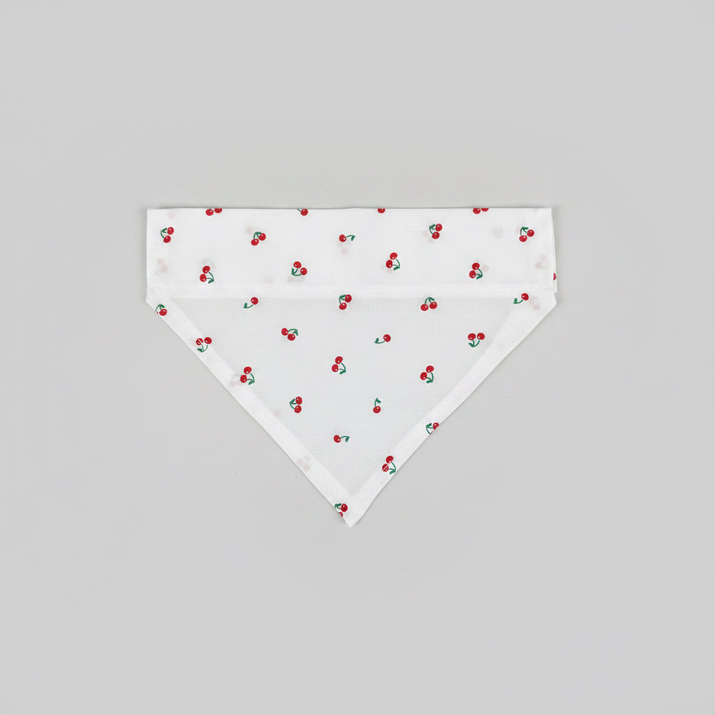 White Cherry Print Dog Bandana