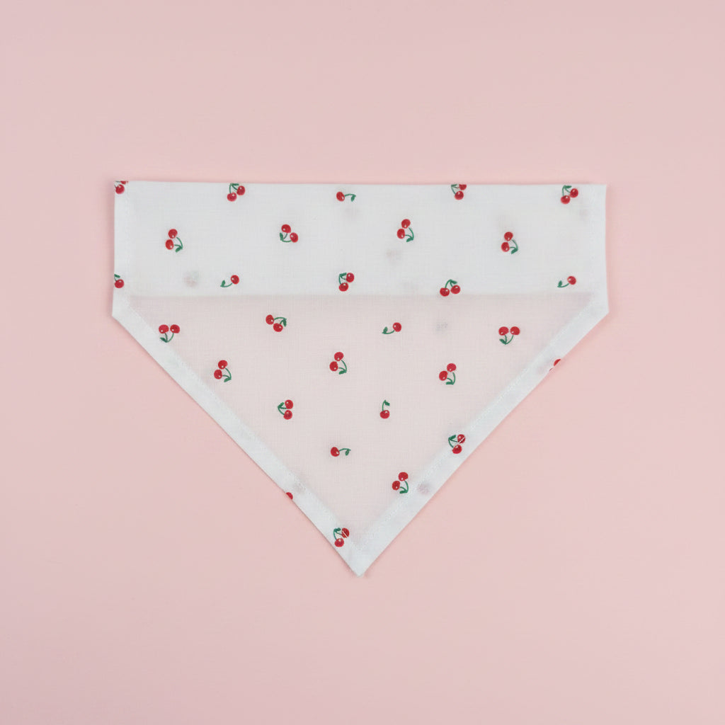 White Cherry Print Dog Bandana