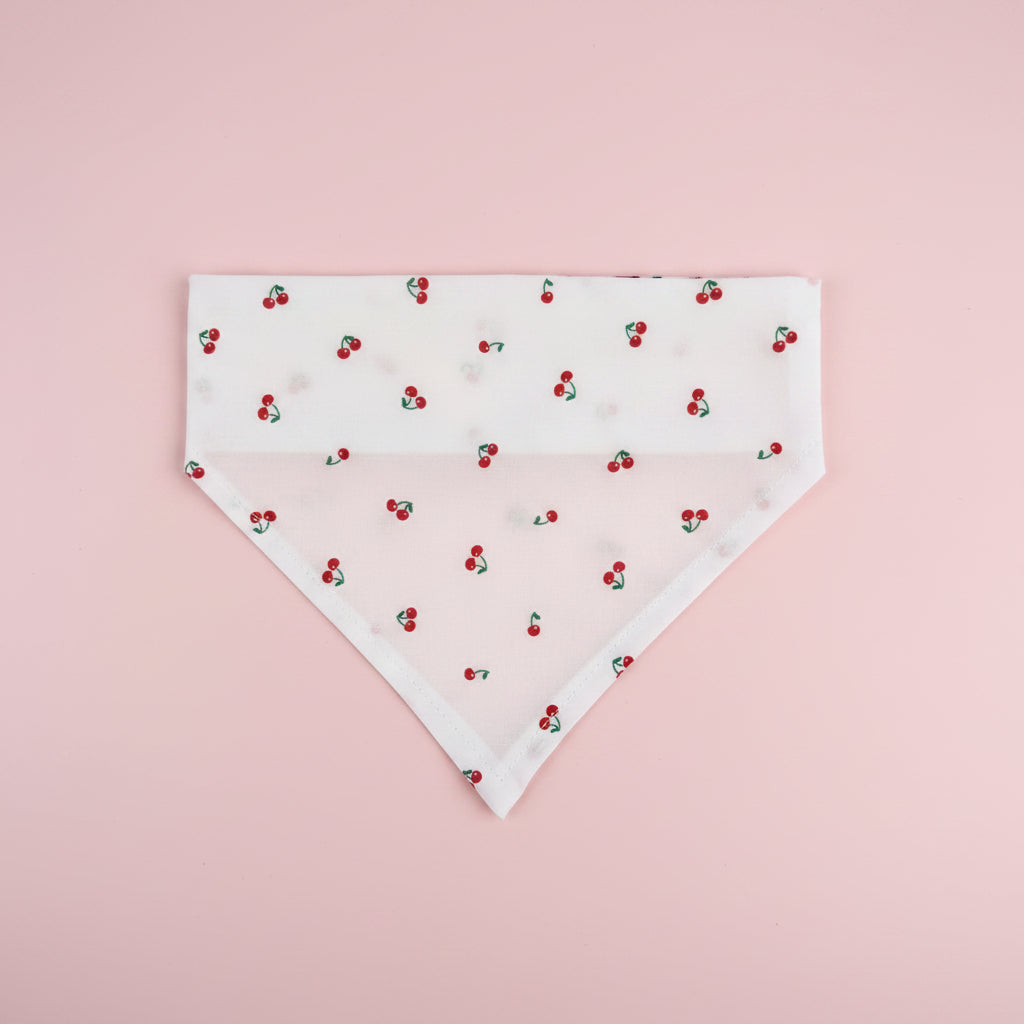 White Cherry Print Dog Bandana