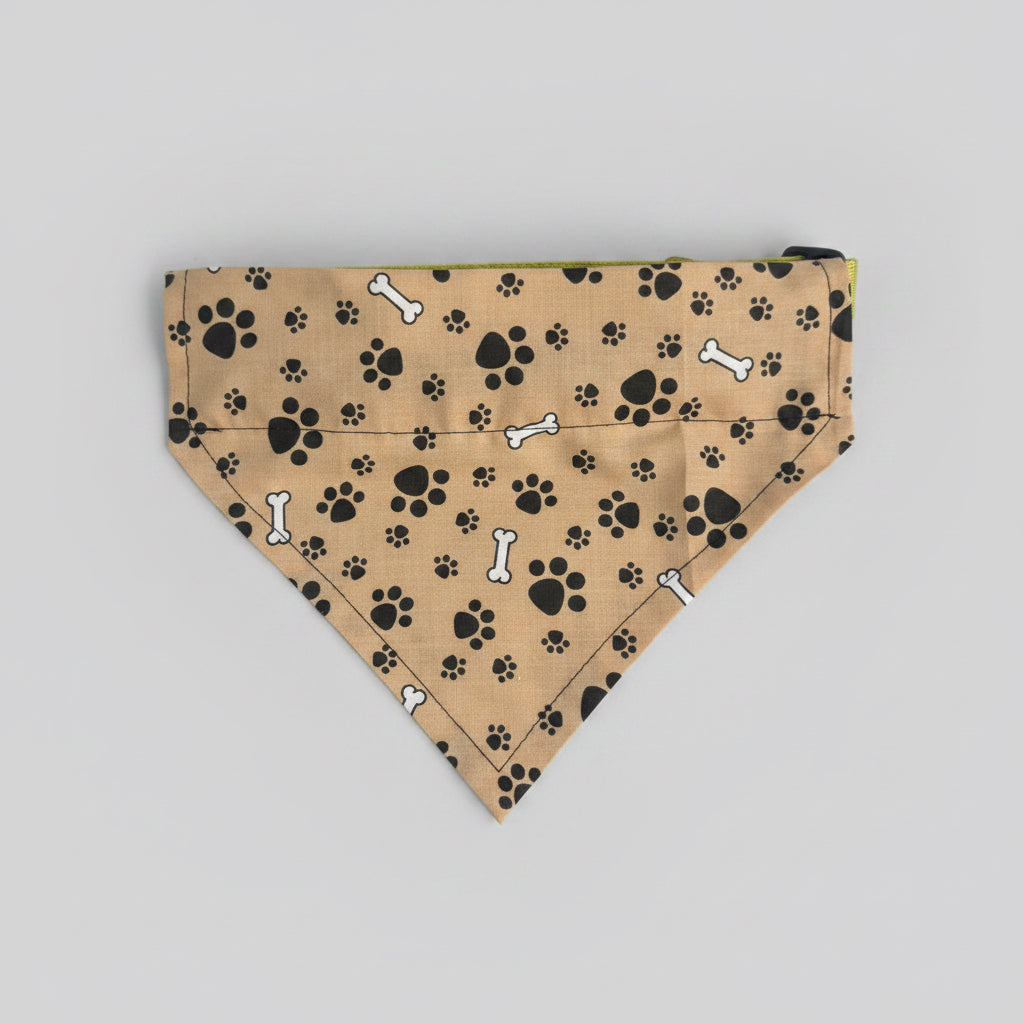 Beige Paw print Dog bandana