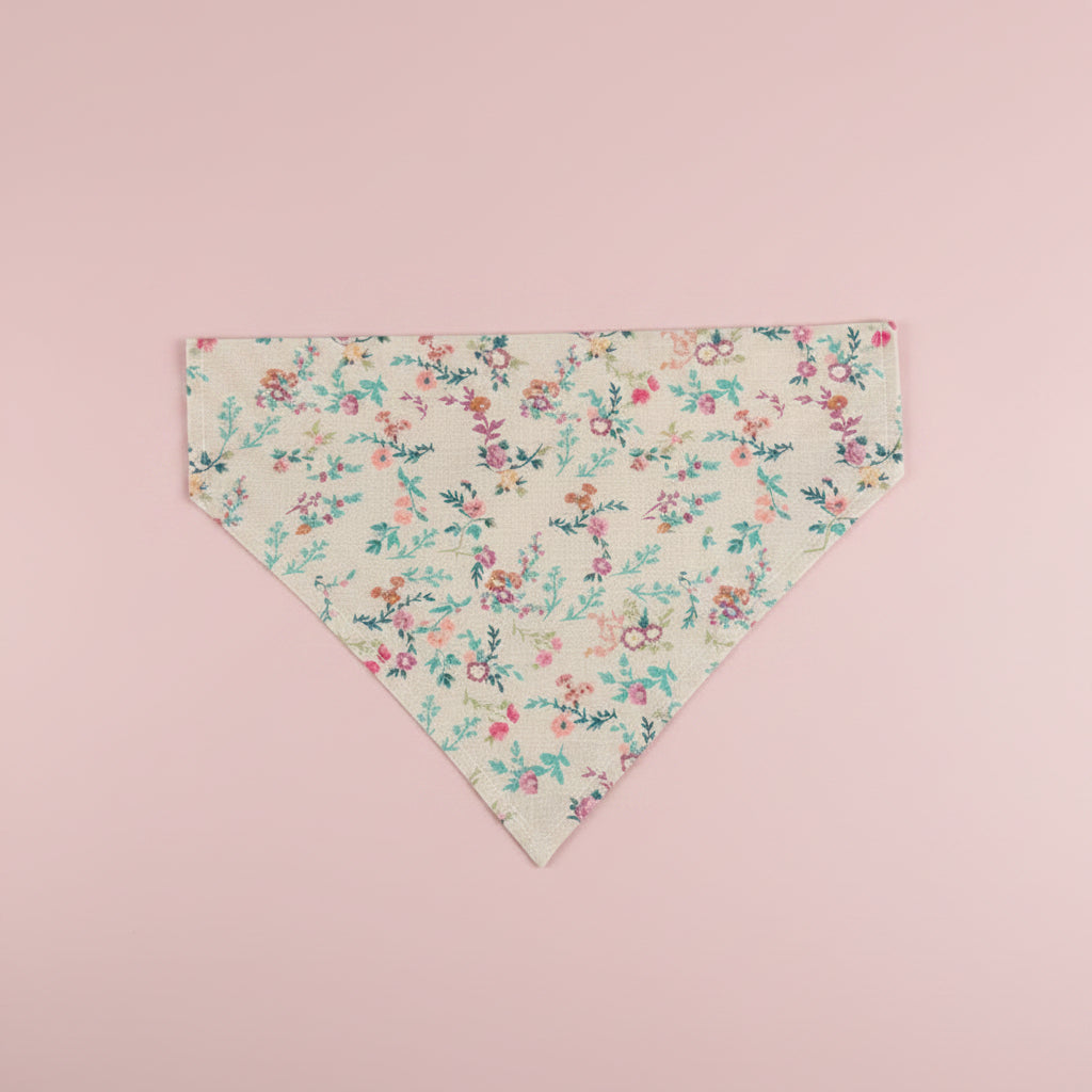 Floral patterned bandana on a gray background