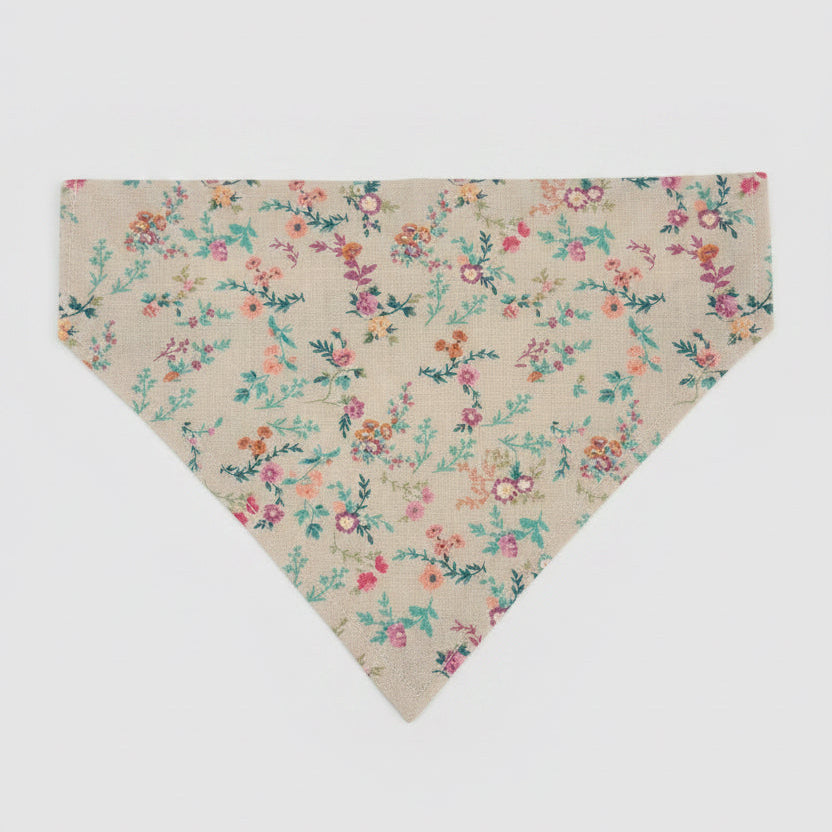 Beige Girly flower Dog bandana