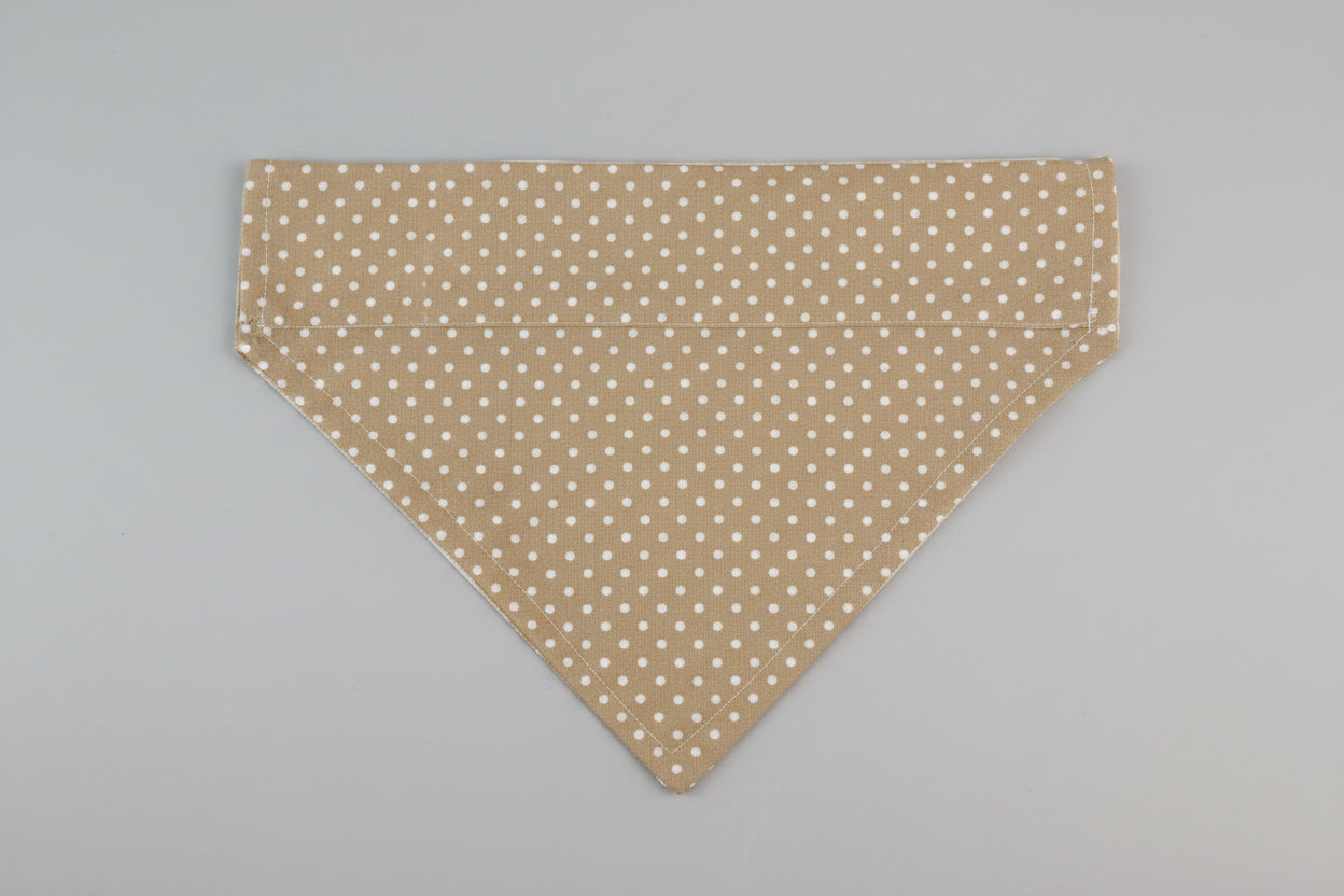 Brown Polka Dot Dog Bandana | Slide-Through Collar | Matching Scrunchie Available