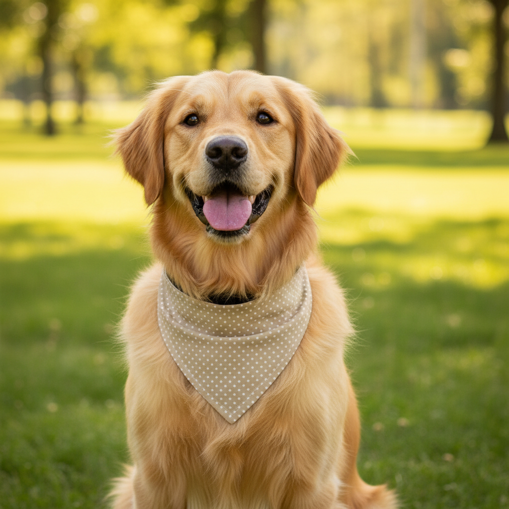 Brown Polka Dot Dog Bandana | Slide-Through Collar | Matching Scrunchie Available