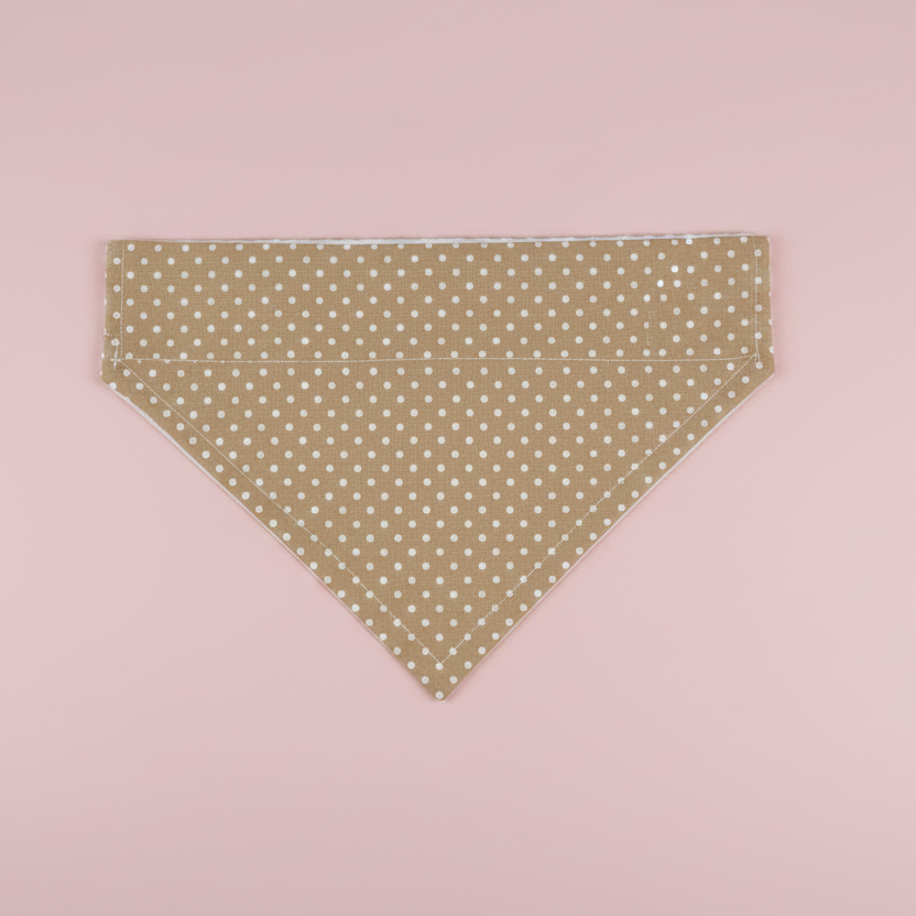 Brown Polka Dot Dog Bandana | Slide-Through Collar | Matching Scrunchie Available