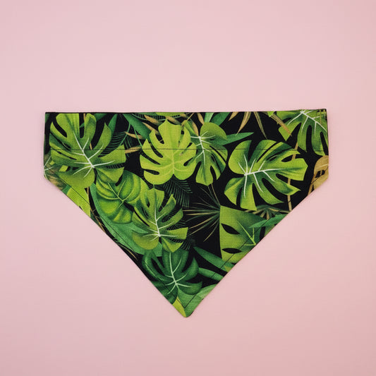 Tropical Reversible Scrunchie Dog Bandana – Green Leaf Print