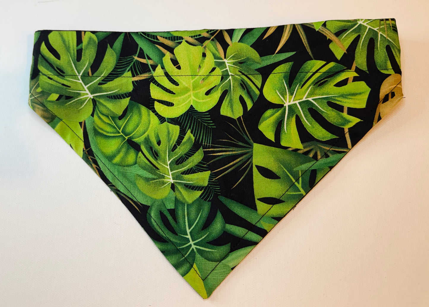 Tropical Reversible Scrunchie Dog Bandana – Green Leaf Print