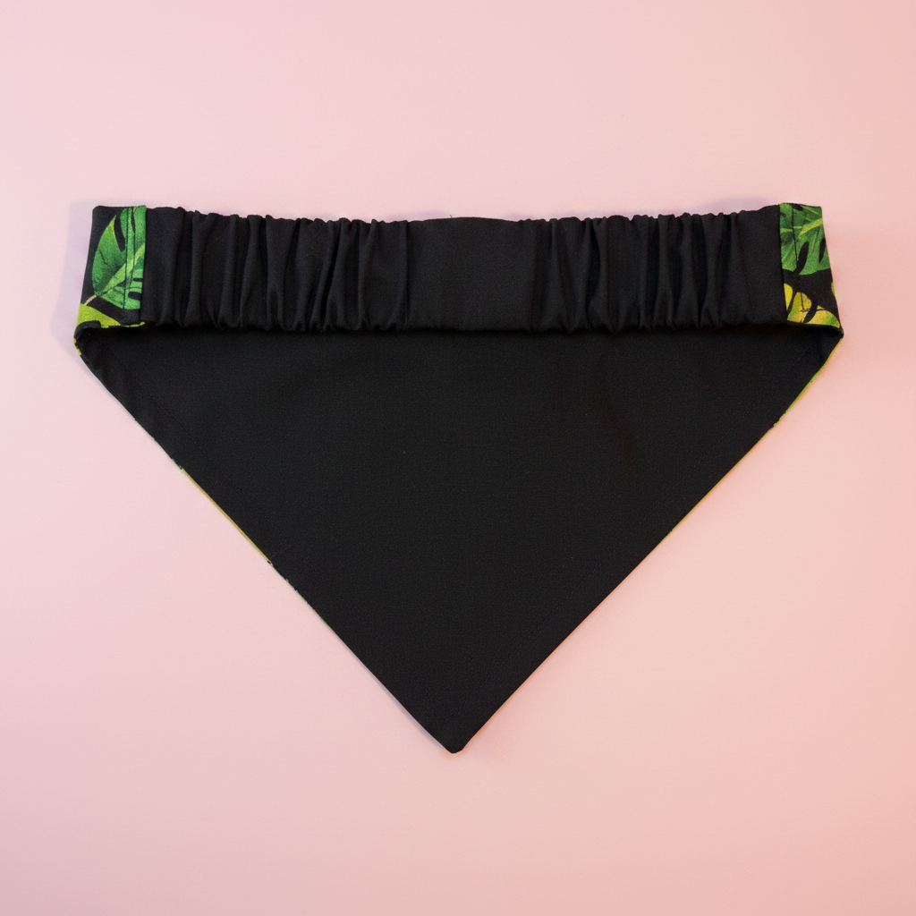 Tropical Reversible Scrunchie Dog Bandana – Green Leaf Print