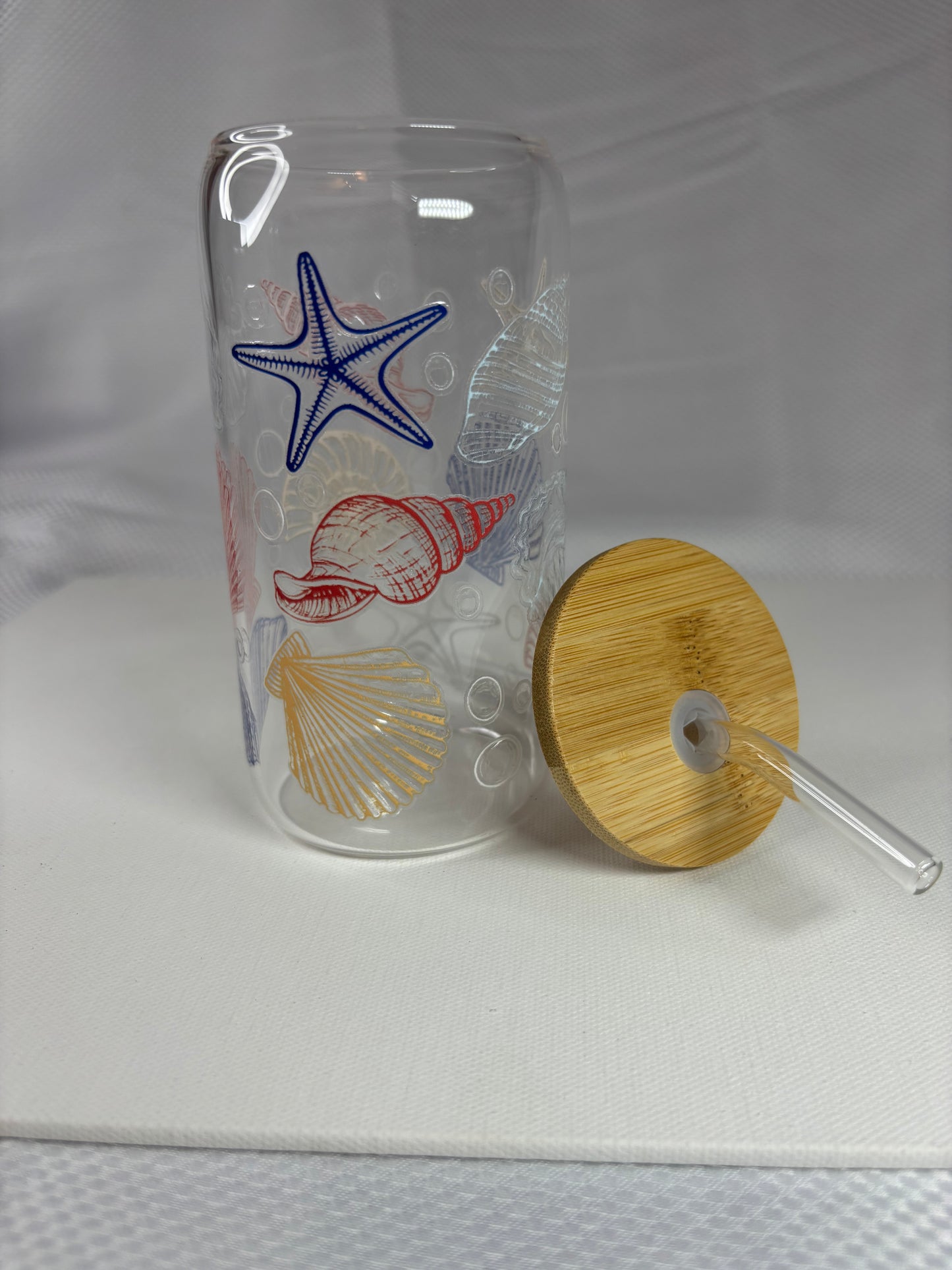 Seaside-Inspired Reusable Tumbler – Glass or Plastic Cup with UV DTF Beach Design, Lid & Straw