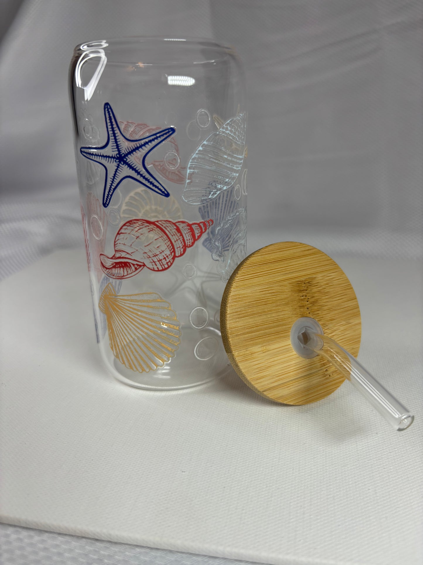 Seaside-Inspired Reusable Tumbler – Glass or Plastic Cup with UV DTF Beach Design, Lid & Straw