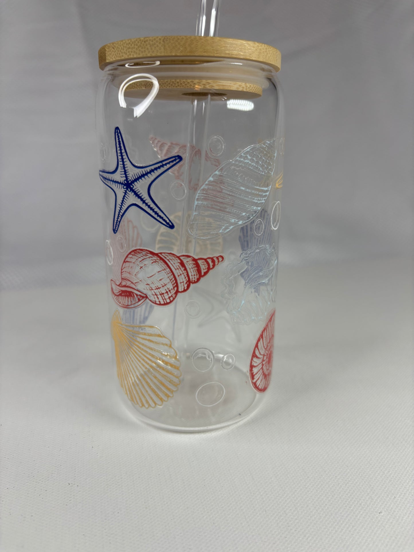 Seaside-Inspired Reusable Tumbler – Glass or Plastic Cup with UV DTF Beach Design, Lid & Straw