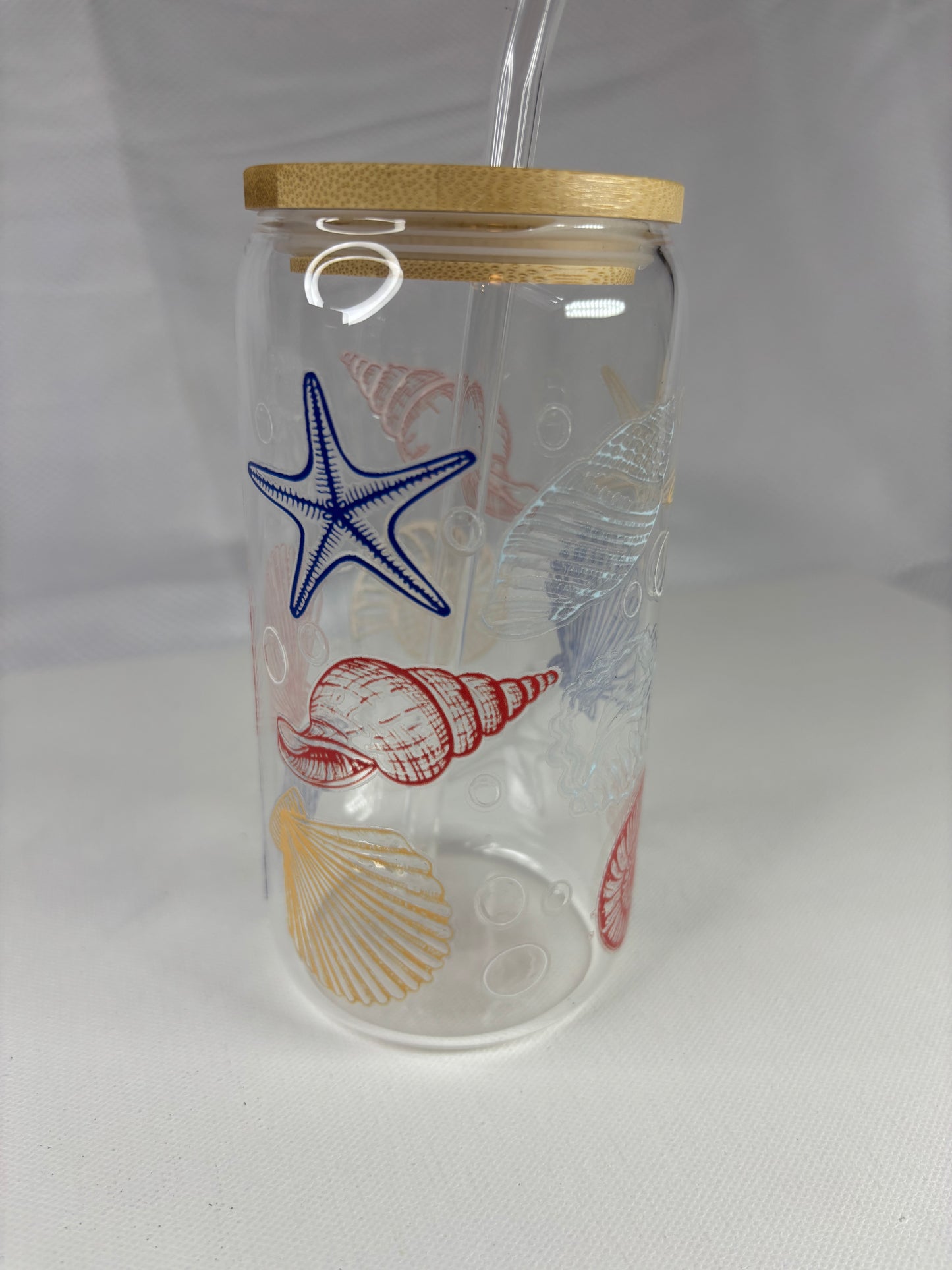 Seaside-Inspired Reusable Tumbler – Glass or Plastic Cup with UV DTF Beach Design, Lid & Straw