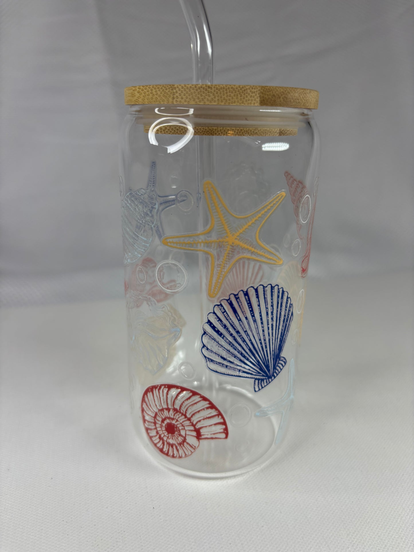 Seaside-Inspired Reusable Tumbler – Glass or Plastic Cup with UV DTF Beach Design, Lid & Straw