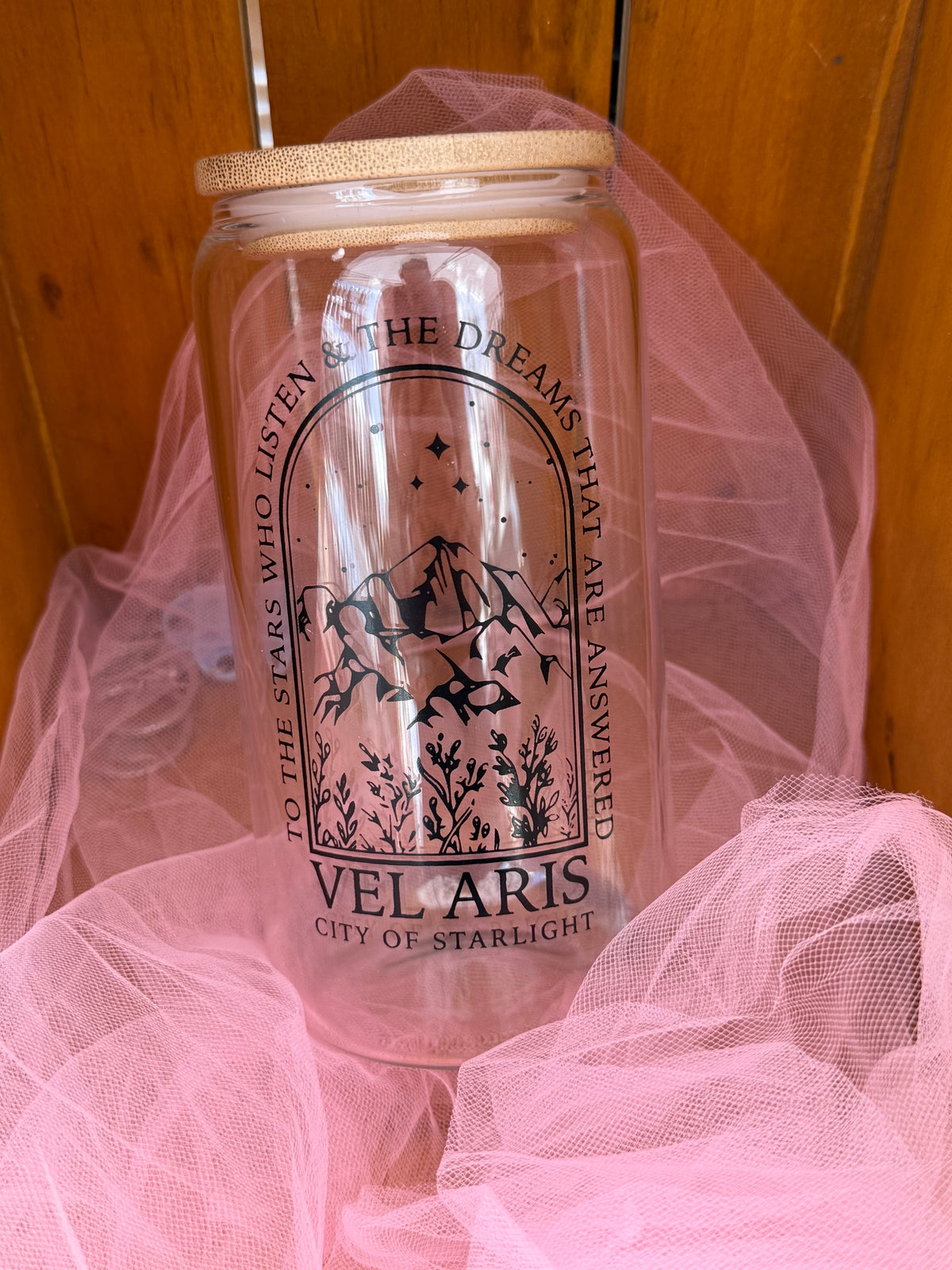 Velaris ACOTAR Inspired Glass Cold Cup | City of Starlight Bookish Iced Coffee Cup