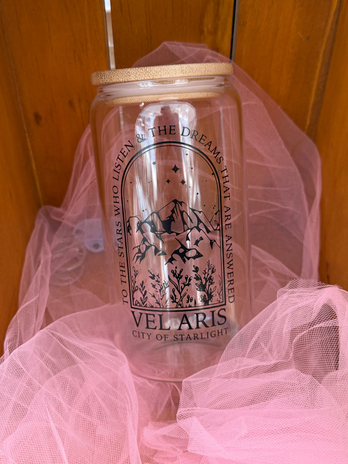 Velaris ACOTAR Inspired Glass Cold Cup | City of Starlight Bookish Iced Coffee Cup