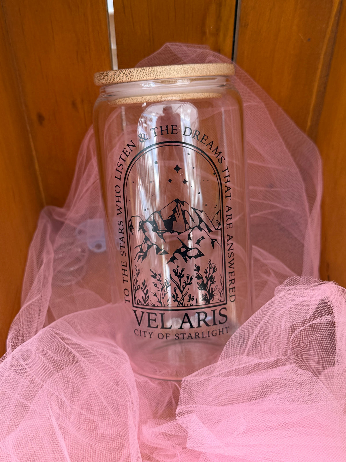Velaris ACOTAR Inspired Glass Cold Cup | City of Starlight Bookish Iced Coffee Cup