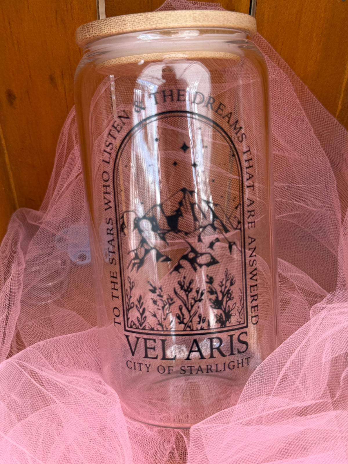 Velaris ACOTAR Inspired Glass Cold Cup | City of Starlight Bookish Iced Coffee Cup
