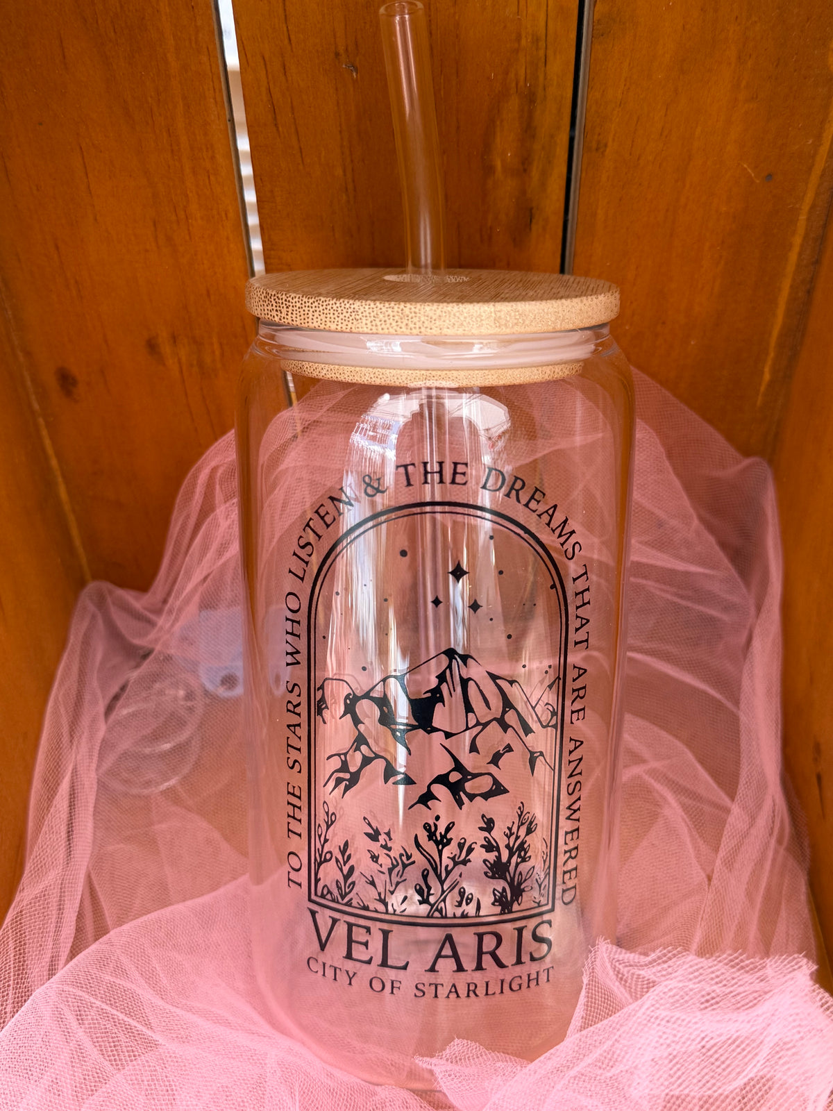 Velaris ACOTAR Inspired Glass Cold Cup | City of Starlight Bookish Iced Coffee Cup