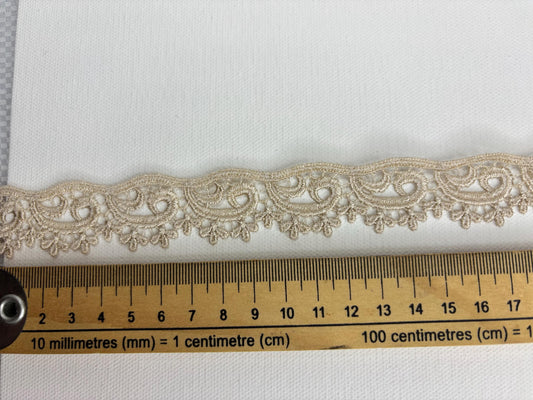 Vintage Champagne lace trim Perfect for Sewing, Embellishments, Crafting and Home Decor – small Floral Design