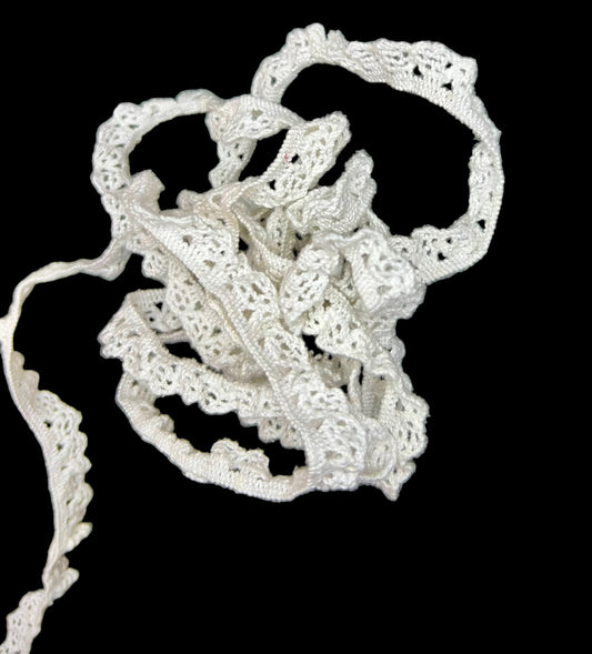 White cotton elastic lace trim