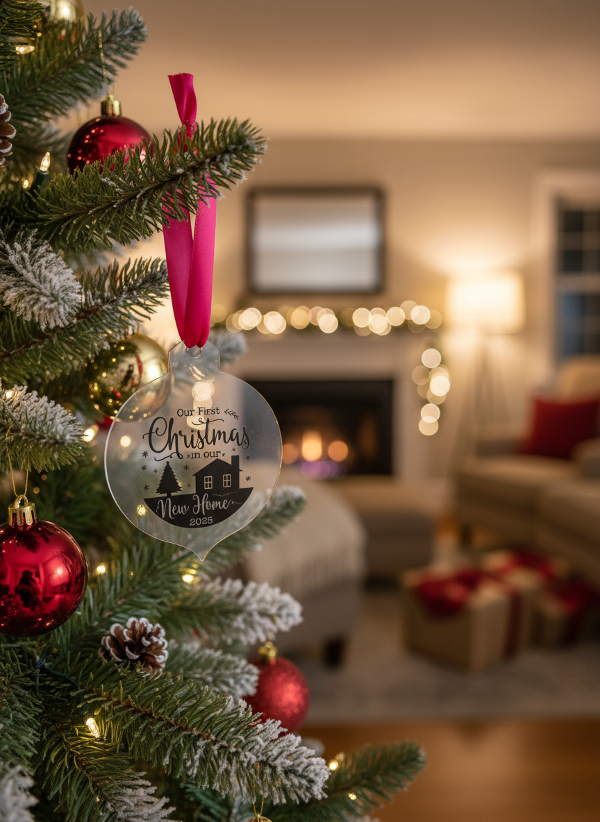 New Home Christmas Tree Decoration – First Christmas in New Home Ornament – Housewarming Gift – Personalised Home Ornament – 2025 Keepsake