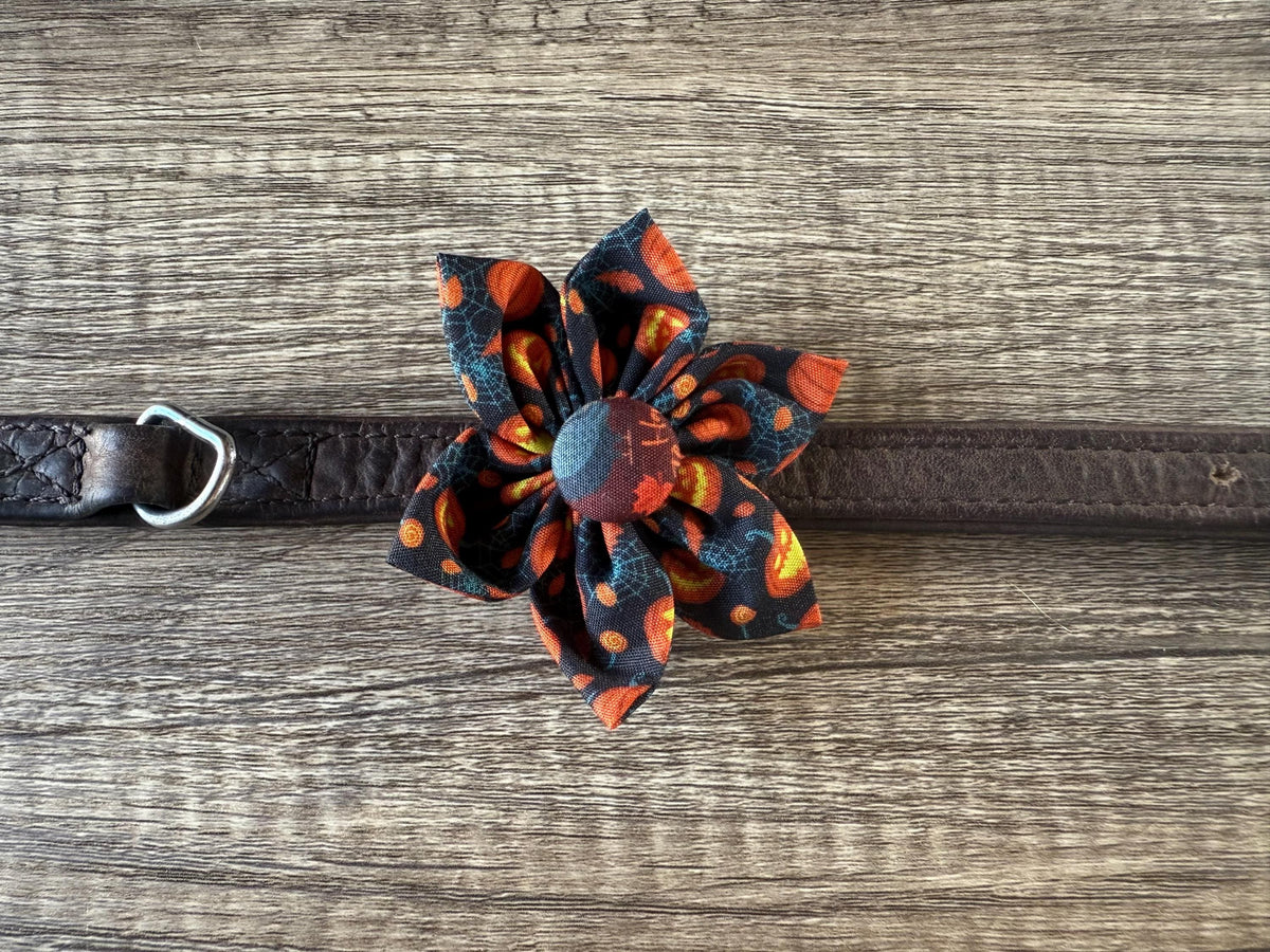 Spooky Halloween Dog Collar Flower | Limited Edition Fabric Pet Accessory | Handmade Collar Decoration for Dogs