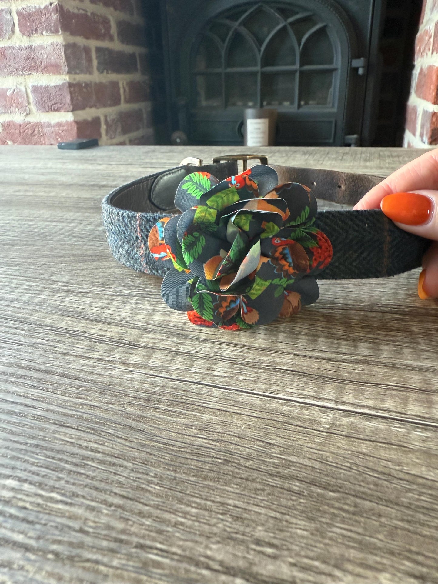 Autumn Dog Collar Flower | Limited Edition Pet Accessory | Autumnal Fabric Flower for Dog Collars | Handmade Seasonal Pet Decoration UK