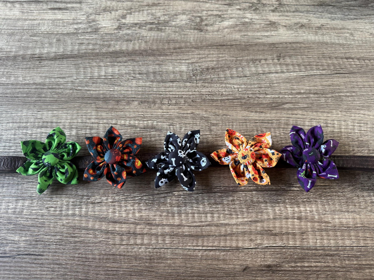 Spooky Halloween Dog Collar Flower | Limited Edition Fabric Pet Accessory | Handmade Collar Decoration for Dogs