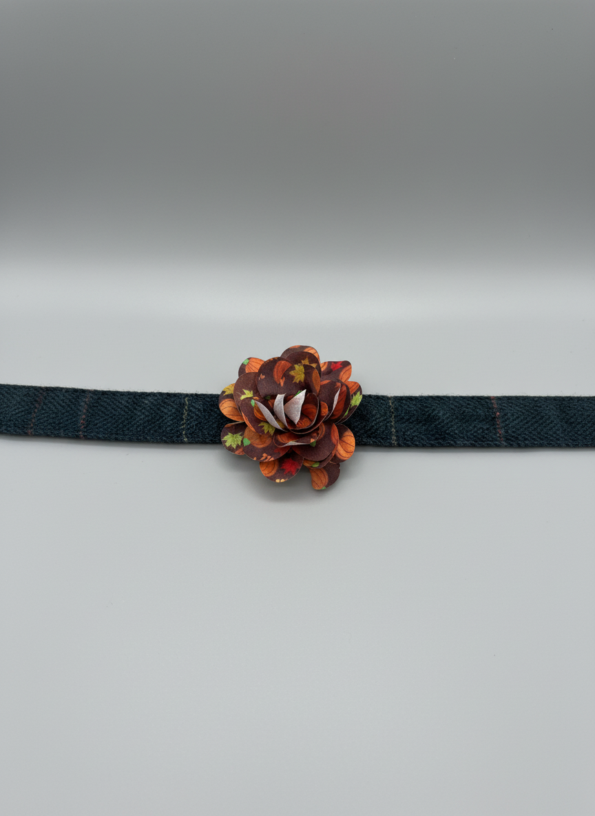 Autumn Dog Collar Flower | Limited Edition Pet Accessory | Autumnal Fabric Flower for Dog Collars | Handmade Seasonal Pet Decoration UK