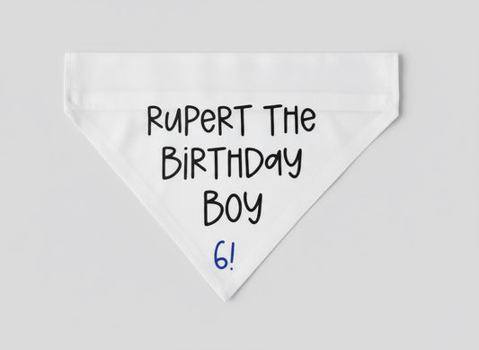 Personalised Birthday Bandana for Pets – Custom Dog or Cat Birthday Bandana | Pet Party Accessory | Add Name & Age
